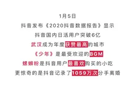 抖音2020年度数据发布：记录了1059万次分手离婚，用户最爱的小吃竟是螺蛳粉！图片