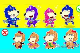 爸爸和小灰狼妹妹用废旧纸箱制作一个可爱的机器人图片