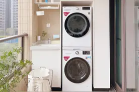 阳台洗衣机柜设计｜洗衣机干衣机叠放省空间图片