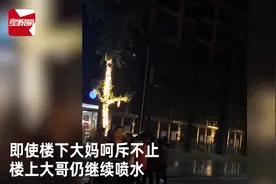 嫌楼下太吵，居民接通水管浇花式驱赶广场舞大妈图片