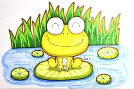 绘画教程——荷叶上的小青蛙图片