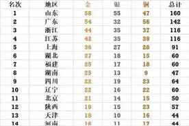 第十四届全运会奖牌榜（最终版）图片