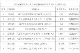 关于武汉农村商业银行咸宁分行疫情期间24小时紧急联系方式的公告图片