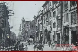 老照片，民国时的广州街景，高楼林立市井繁华图片