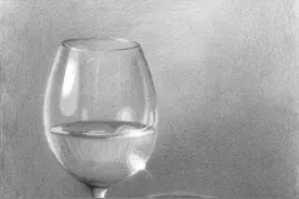 素描静物单体：透明玻璃杯素描画图片