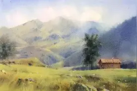 绘画美图：Sergei Kurbatov水彩 ​​​作品 阳光倾泻图片