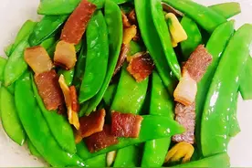 美食家常菜推荐：火腿炒荷兰豆，四季豆炒橄榄菜，清炒豌豆苗图片