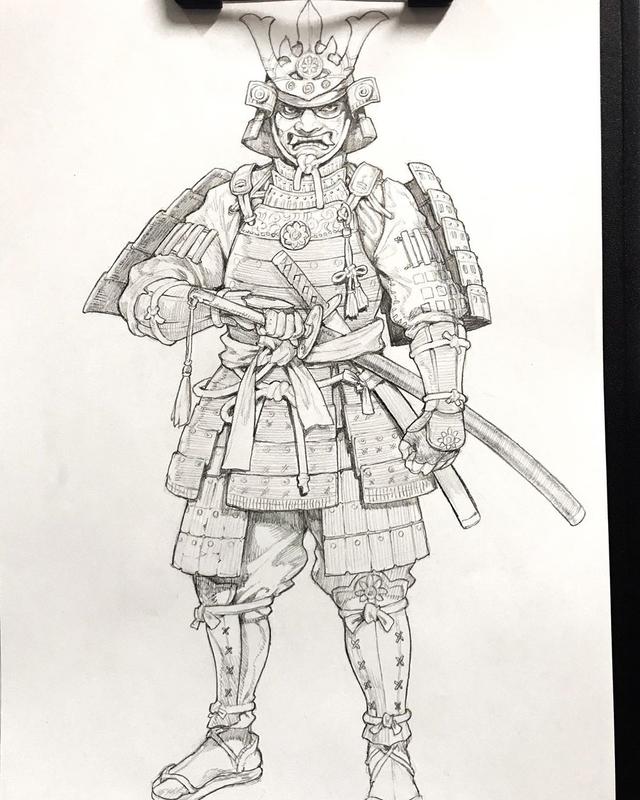 动漫硬核人物手绘 服饰姿态刻画精致细腻 特别是铠甲