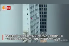 视频丨男子为逃避隔离变身“蜘蛛侠”翻越15楼 网友调侃：妙啊！酒店不住牢房隔离图片