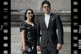 郭涛14岁儿子疯长！首穿西装妈妈都得仰望，壮硕身材太有安全感图片