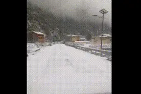 注意！四川松潘迎来大规模降雪 多处道路结冰