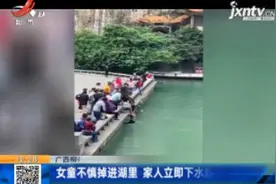 广西柳州：女童不慎掉进湖里 家人立即下水施救