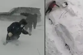 呼伦贝尔部分地区积雪超一米，车被掩埋