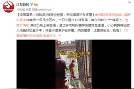 无限温柔！消防员5楼高空救猫：把你紧紧护在怀里图片
