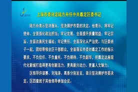 上海市委决定陆方舟任中共嘉定区委书记视频封面
