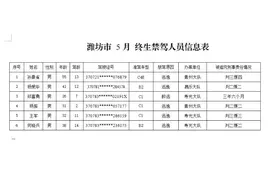 潍坊最新终生禁驾名单公布：两“醉酒”相撞，一人死亡一人禁驾图片