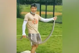 体育课突现1.7米长蛇，大学生徒手抓捕放生视频封面