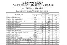 恩施州2020年重点高中分配生计划及回收计划（第三批）录取分数线公布图片