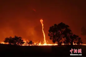 美国加州山火肆虐 现罕见火龙卷现象图片