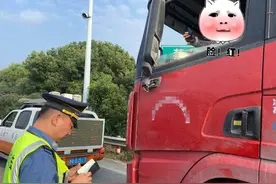 这是什么操作？大货车竟在高速入口急刹车、猛跳车头图片