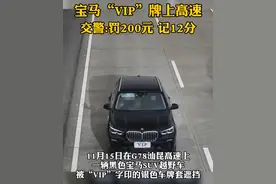宝马“VIP”牌上高速 交警：罚200元 记12分图片