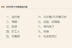 2020年“十大网络流行语”公布 逆行者、甩锅、后浪等入选图片