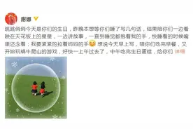 谢娜给跳跳俏俏庆生，晒俩女儿背影合照图片