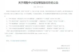 深交所发布关于调整中小板指等指数名称的公告图片