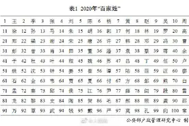 2020百家姓排名，王姓为百家姓排名top1图片