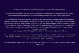 “老虎”伍兹车祸后已苏醒并进行紧急手术治疗图片