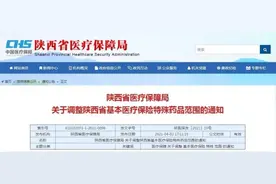 陕西调整基本医疗保险特殊药品范围，4月15号前完成图片