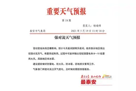 泰安市气象台发布强对流天气预报，今明天部分地区有雷雨或阵雨图片