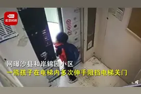 熊孩子11次伸手阻挡电梯关门，结果被夹住，网友：终于把电梯激怒了图片