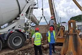 首桩顺利灌注完成，佛山季华路西延线工程进入岩溶桩基施工图片