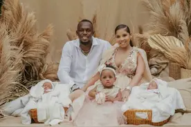 博尔特喜得双胞胎儿子，起名雷霆和圣里奥，大女儿名叫闪电图片