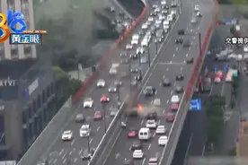 高架上车子自燃，刚好来了“一车灭火器”图片