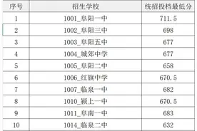 阜阳公布省示范高中统招投档最低分图片