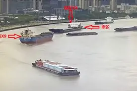 黄浦江上两艘海轮弯道相遇，一船失控险撞徐汇滨江图片