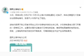 国网上海电力：目前上海电网供电形势总体平稳有序