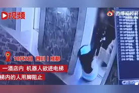 男子两脚把酒店机器人踹出电梯，酒店：拼起来还能用，过节没追究图片
