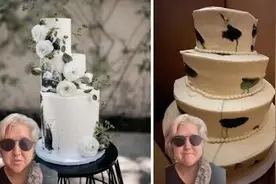 女子订购昂贵婚礼蛋糕 收到货与图片完全不符图片