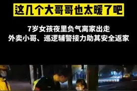 7岁女孩夜里负气离家出走，外卖小哥、巡逻辅警接力助其安全回家图片