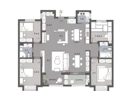 把两套房打通“合二为一”，带来奢华感受，功能齐全又丰富图片