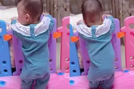 “三七分宝宝”因腿短走红，妈妈晒照吐槽：屁股下就是脚后跟图片