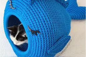 织女铲屎官，你家喵星人还缺一个，你亲手钩织的可爱小房子图片