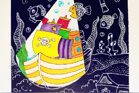 创意少儿美术教程丨剪贴画/线描画：海底探险图片