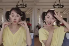 牛莉为“装嫩”真拼了，穿黄色T恤配牛仔裤，双马尾减龄真像18岁图片