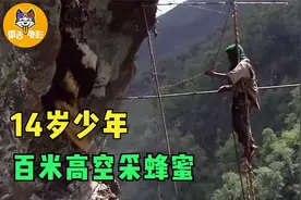 14岁少年爬100米悬崖采蜂蜜，给3个弟妹赚学费！纪录片图片