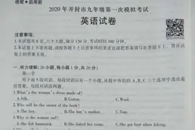 河南省开封市2020届九年级第一次模拟考试英语试题（含听力答案）图片