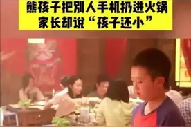 熊孩子火锅店把别人手机扔锅里：孩子还小，你不教育有人教育图片